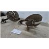 Image 3 : Two Vintage Sterling No. 10 Cast Iron Hand-Crank Rotary Slicers with Wooden Handles