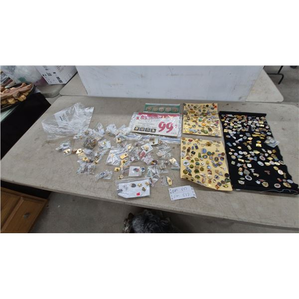 Large Collection of Assorted Souvenir Lapel Pins from Various Locations and Events