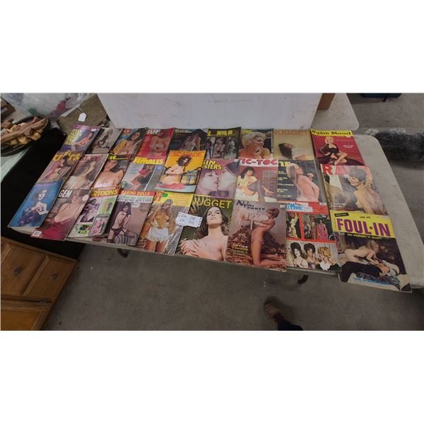 Vintage Adult Men's Magazines Including Delight, Ultra, Rogue, Elite, Gem, Nugget, 1960s