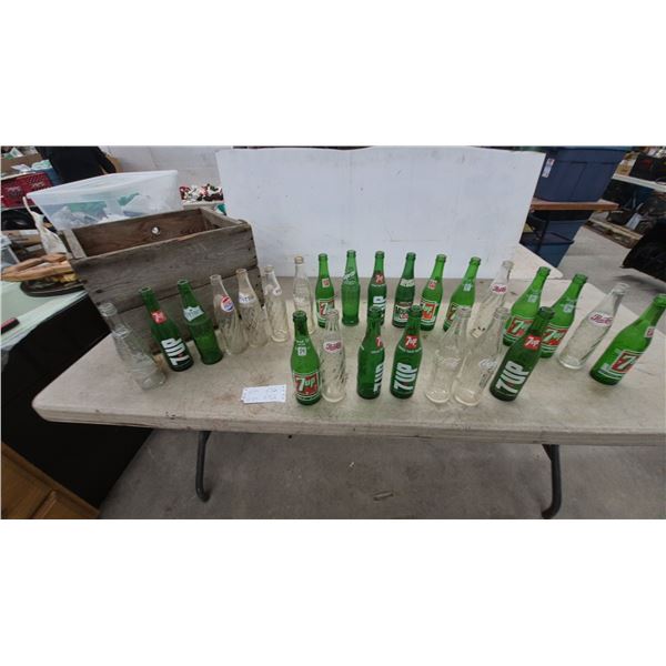 25 Vintage Glass Soda Bottle Collection: 7-Up, Pepsi-Cola, Coca-Cola, Sprite