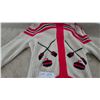 Image 3 : Vintage Hadashville Curling Club Knit Cardigan with Crossed Brooms and Stones, Red/Cream/Black