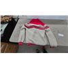 Image 7 : Vintage Hadashville Curling Club Knit Cardigan with Crossed Brooms and Stones, Red/Cream/Black