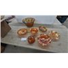 Image 1 : Marigold Carnival Glass Lot Including Northwood Grape and Cable and Fenton Wreath of Roses