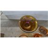 Image 2 : Marigold Carnival Glass Lot Including Northwood Grape and Cable and Fenton Wreath of Roses