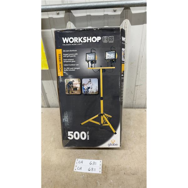 Workshop Halogen Work Light, 500 Watts, 2 × 250 Watt Halogen Bulbs