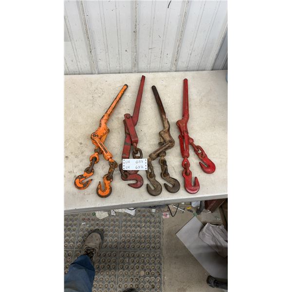 Four Chain Binders: Two Red, One Orange, One Brown