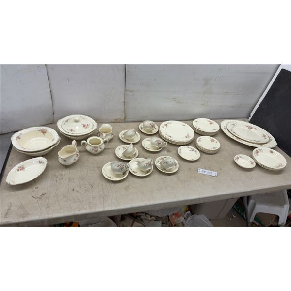 Grindley CreamPetal Floral Dinnerware Set with Gold Trim, England, 48 Pieces
