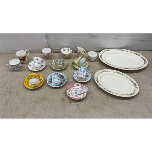 Myott Son and Co. England Platter, 2 Oval Platters, Teacups, Saucers