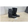 Image 1 : Georgia Boot Men's Black Leather Harness Boots with Silver-Toned Hardware, Sole Measures 11 1/2”