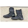 Image 4 : Georgia Boot Men's Black Leather Harness Boots with Silver-Toned Hardware, Sole Measures 11 1/2”