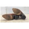Image 2 : Pair of Brown Leather Cowboy Boots with Decorative Stitching, Sole Measures 10”