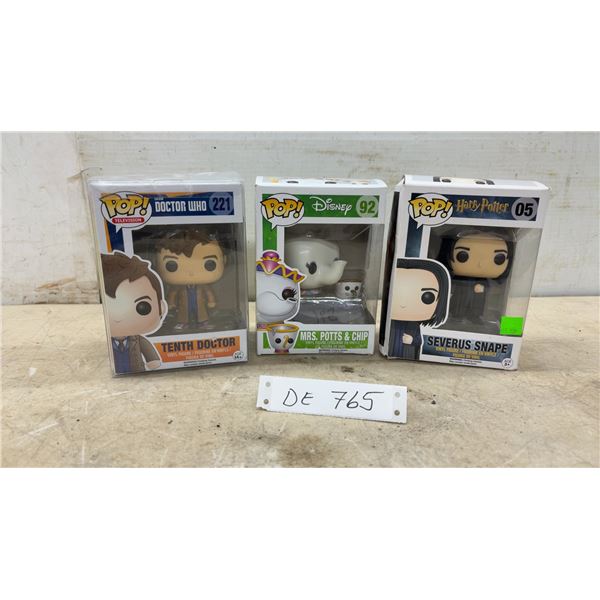 Funko Pop! Tenth Doctor #221, Mrs, Potts and Chip #92, Severus Snape #05 Vinyl Figures