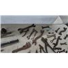 Image 7 : Large Assortment of Antique Wrenches, Pliers, Saw Set Tool, Pipe Wrenches and More in Crate