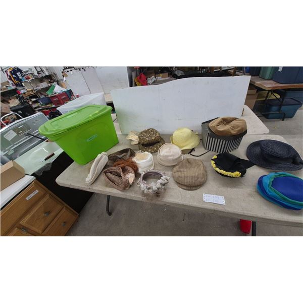 Assortment of Vintage Women's Hats and Headwear, Straw, Felt, Corduroy, Tweed