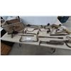 Image 1 : Antique Woodworking and Farm Tool Lot: Brace Drills, Mallets, Drawknife, Sickle, Crate