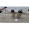 Image 1 : Antique Two-Tone Glazed Stoneware Jug with Handle and Crock with Lid and Wire Bail Handle
