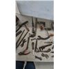 Image 5 : Vintage Eatmor Cranberries Wooden Crate with Antique Hand Tools, Brace Drills, Hammers