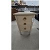 Image 1 : Vintage Wooden 3-Drawer Nightstand with Round Brass Knobs, Painted Cream Finish 28” x 16”×16”