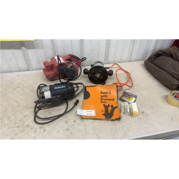 Tool Shop 3” X 21” Belt Sander, Craftsman Electronic Jigsaw, B and D Router
