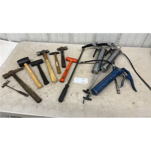 Assorted Hammers and Grease Guns