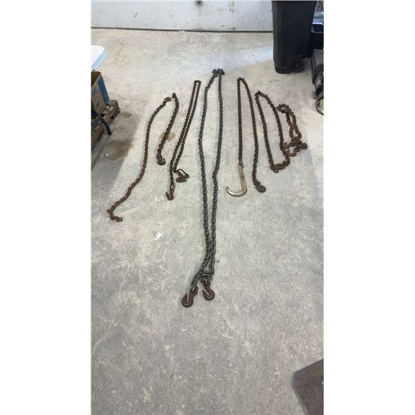6 Chains with Hooks, Longest is 18ft
