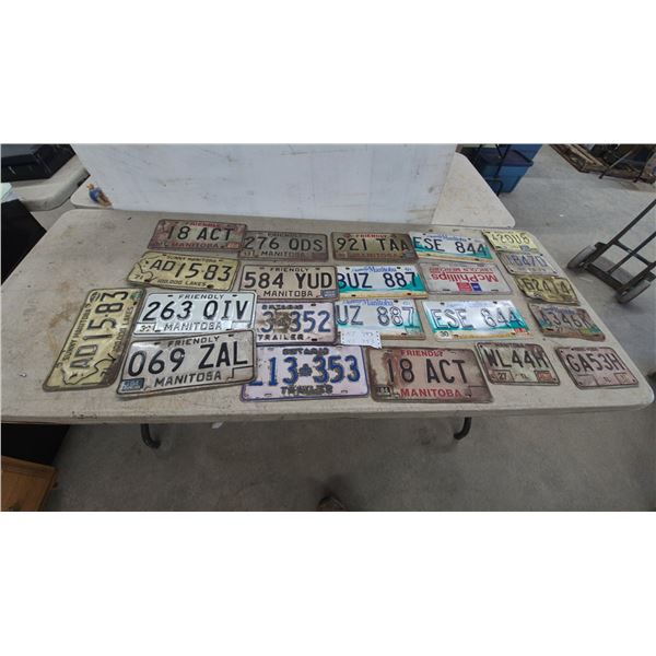 24 Collection of Vintage Manitoba and Ontario License Plates, 1970s-2010s, Passenger, Trailer
