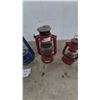 Image 7 : Five Assorted Vintage Kerosene Hurricane Lanterns in Rust, Green, Blue, Red