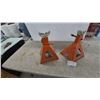 Image 1 : Pair of Orange Ratcheting Car Jack Stands with White Saddles