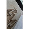 Image 2 : Pair of Antique Huron Teardrop Wooden Snowshoes with Rawhide Lacing and Fabric Bindings