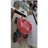 Image 3 : Red Rolling Garden Work Seat with Tractor-Style Seat, Utility Tray, Wire Basket and T-Handle