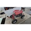 Image 5 : Red Rolling Garden Work Seat with Tractor-Style Seat, Utility Tray, Wire Basket and T-Handle