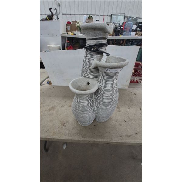 Three-Tiered Cascading Water Fountain with Textured Stone-Look Finish and Circulating Pump 27” Tall