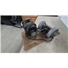 Image 3 : Vintage Belt-Driven Double Bench Grinder With Electric Motor Mounted on Wooden Base