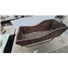Image 3 : Antique Wooden Sleigh with Curved Metal Runners and Gold Accents 32” Long