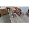Image 2 : Vintage Wooden Pull Wagon with Red Metal Handle and Chassis, White Wheels