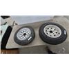 Image 1 : Pair of Trailer Tires on White 5-Lug Steel Rims, 4.80-12 and 5.30-12