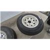 Image 4 : Pair of Trailer Tires on White 5-Lug Steel Rims, 4.80-12 and 5.30-12