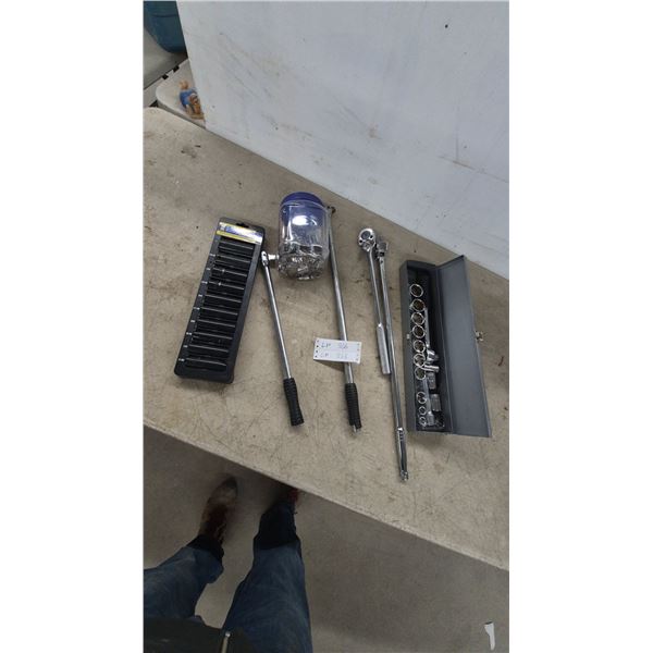 1/2” Drive Socket Sets Including 8-Piece SAE Deep Impact Sockets, Breaker Bars, Ratchets