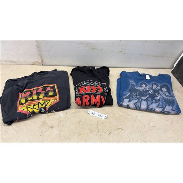 KISS Band T-Shirts, Including "Loud and Proud Since 1975”, KISS Army "Est, 1973”, Size XXL