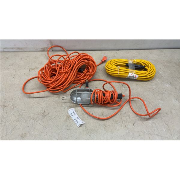 Orange and Yellow Extension Cords and Portable Work Light