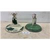 Image 1 : Pair of Vintage Industrial Green Enameled Steel Bell-Shaped Pendant Light Shades