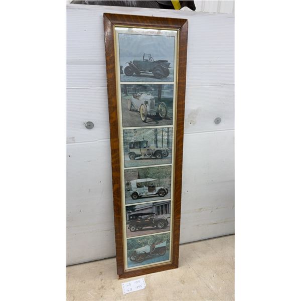 Framed Vintage Car Print Collection Featuring 1900 Brasier, 1908 Opel, 1911 Packard, 44 × 12”