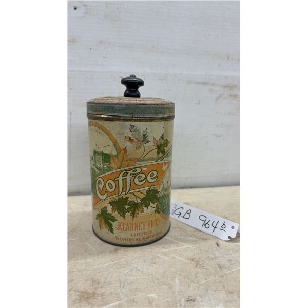 Vintage Kearney Bros. Limited Frontenac Brand One Pound Coffee Tin, Montreal and New York