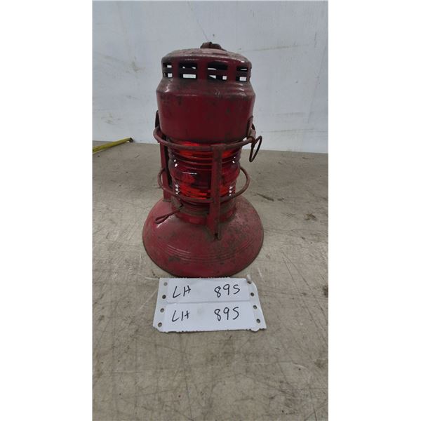 Vintage Adlake Kero Railroad Lantern with Red Ribbed Glass Globe