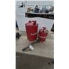 Image 1 : Two Vintage Red Metal Gasoline Cans With Flexible Metal Pour Spout
