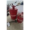 Image 2 : Two Vintage Red Metal Gasoline Cans With Flexible Metal Pour Spout