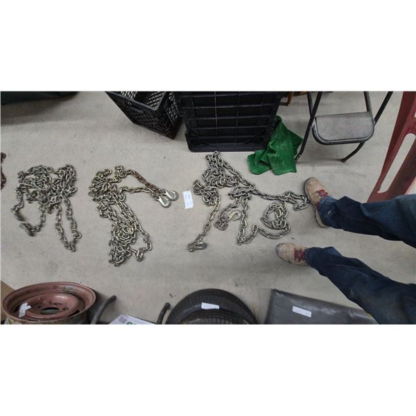 3 Heavy-Duty Galvanized Steel Tow Chains with Grab and Clevis Hooks, 16' to 20'