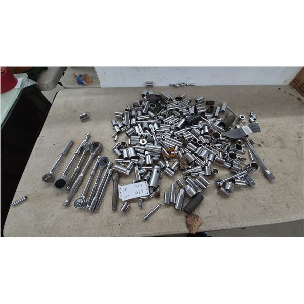 Large Lot of Husky Chrome Sockets, Extensions and Ratchets, 1/2” and 3/8” Drive, Some 1/4”