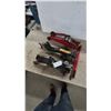 Image 1 : Lot of 3 Automotive Jacks Including Red Hydraulic Floor Jack, Black Scissor Jack