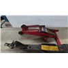 Image 3 : Lot of 3 Automotive Jacks Including Red Hydraulic Floor Jack, Black Scissor Jack